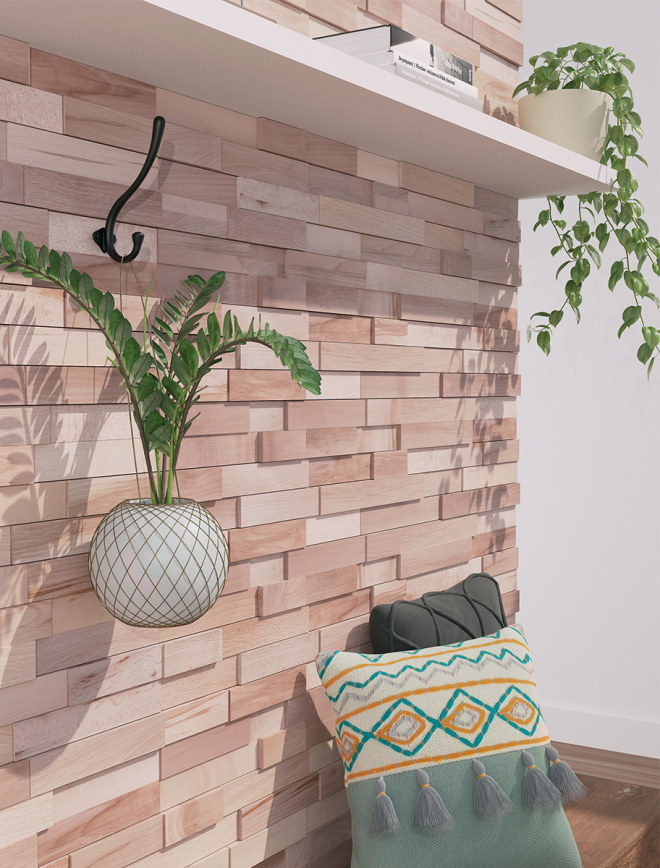Panelling 3D raw beech for wall 5pcs Black