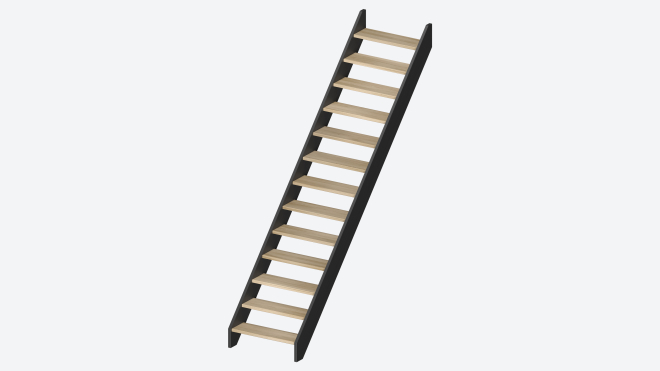 Wooden staircase LIVERPOOL Black, RAL 9005