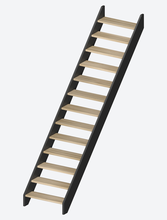 Wooden staircase LIVERPOOL Black, RAL 9005