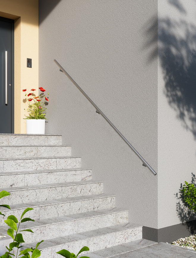 Wall handrail kit NEW RONDO – SILVER ANODIZED ALU