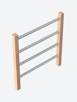 Landing banister wood & metal tubes (C)