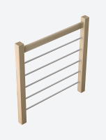Landing banister - alu tubes & wood (G)