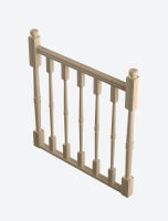 Landing banister with turned balusters (T)