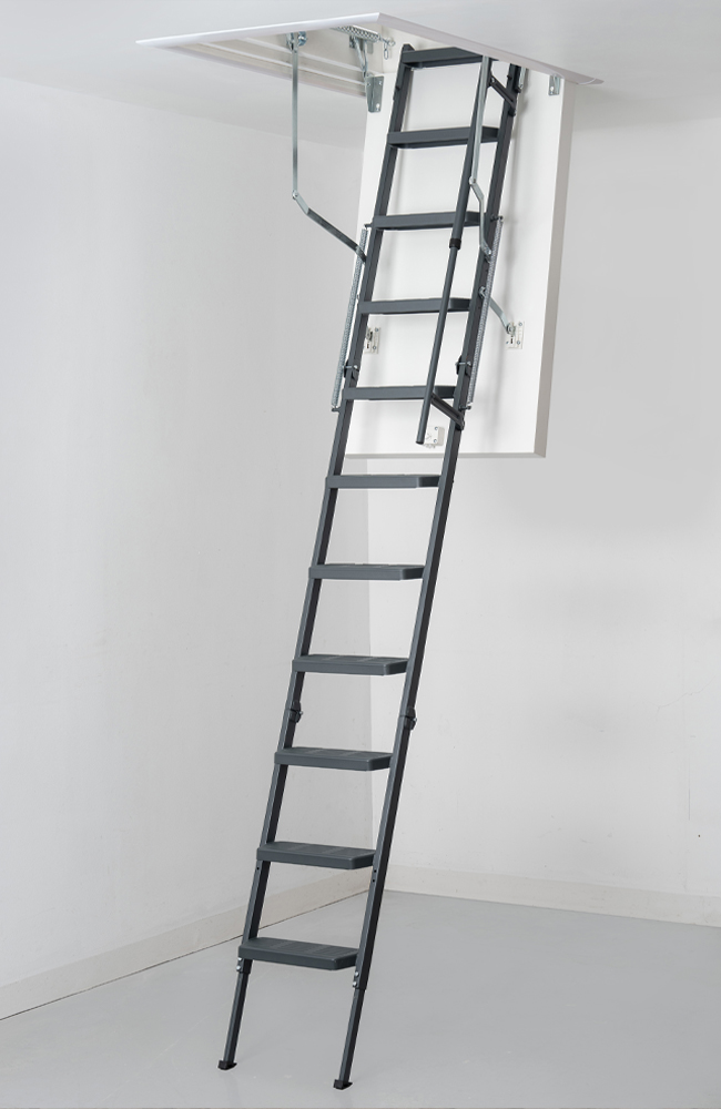 Black metal loft ladder Made-to-measure.