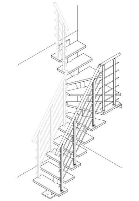 Winder treads handrail banister DESIGN