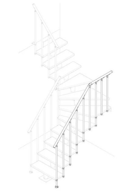 Winder treads handrail banister CLASSIC 2