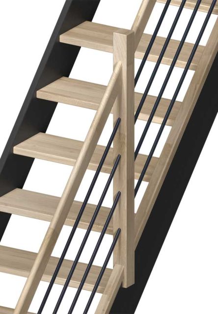 Handrail banister MILAN/LIVERPOOL Oak & Alu