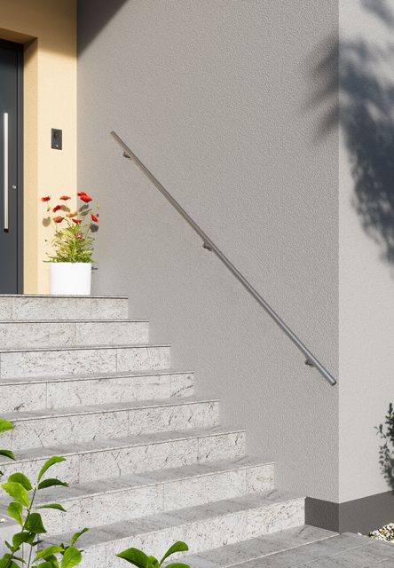 Wall handrail kit NEW RONDO – SILVER ANODIZED ALU