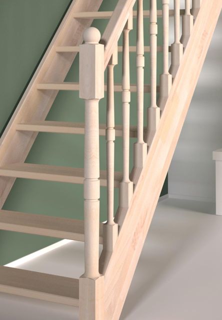 Handrail banister turned wooden balusters (T)